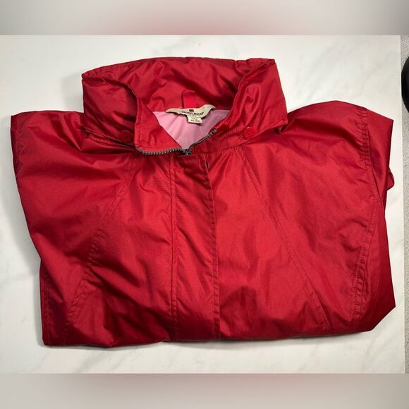 Woolrich Red Raincoat, Lightweight, Hooded, Zipper & Button Closure, Women's XXL - Picture 2 of 16